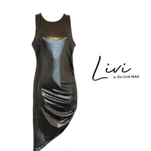 Olivia Rae Metallic Black Asymmetrical Dress